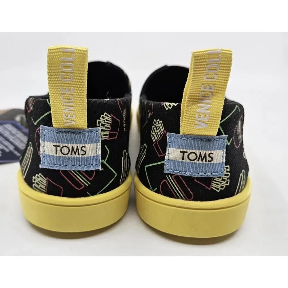 Toms Late Night Food Print Classic Canvas Shoe Ortholite Glow In The dark Size 7
